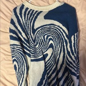 Blue and White Swirl Grunge Oversized Sweater